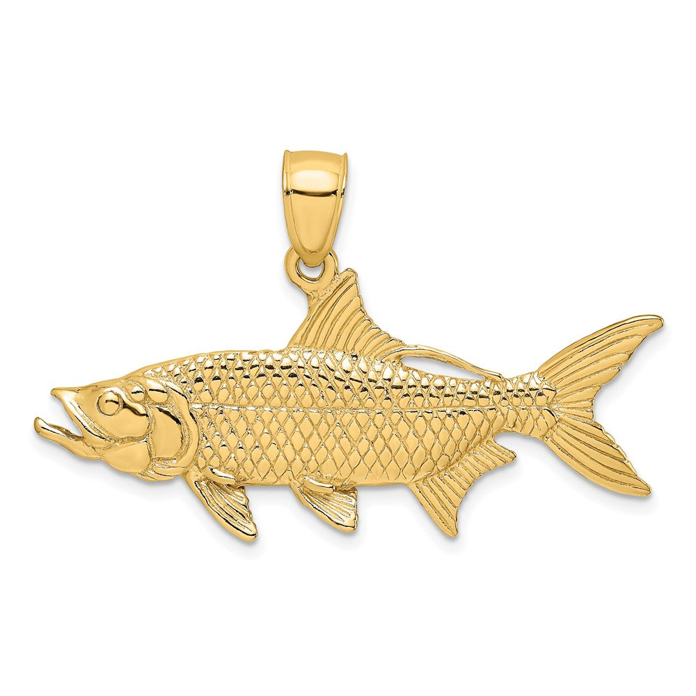 14k Yellow Gold 3-D Textured Oxeye Tarpon Fish Charm