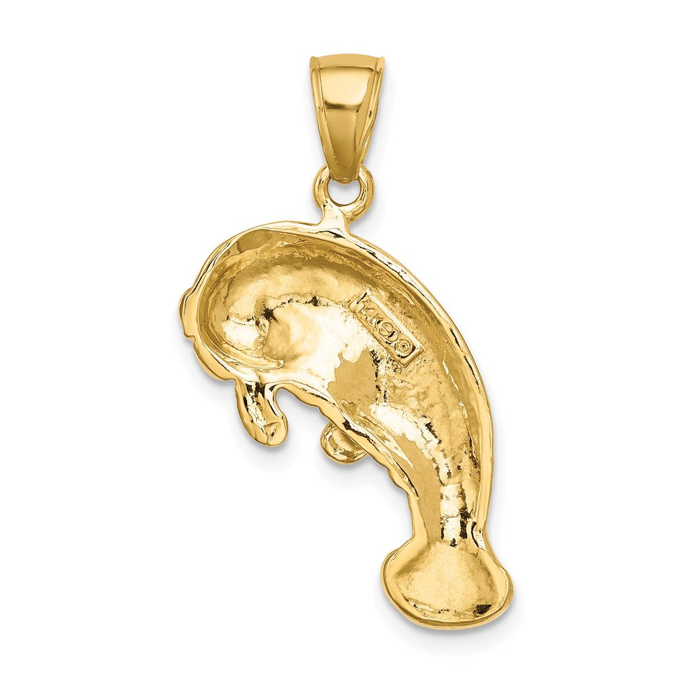 14k Yellow Gold 2-D Polished Manatee Charm