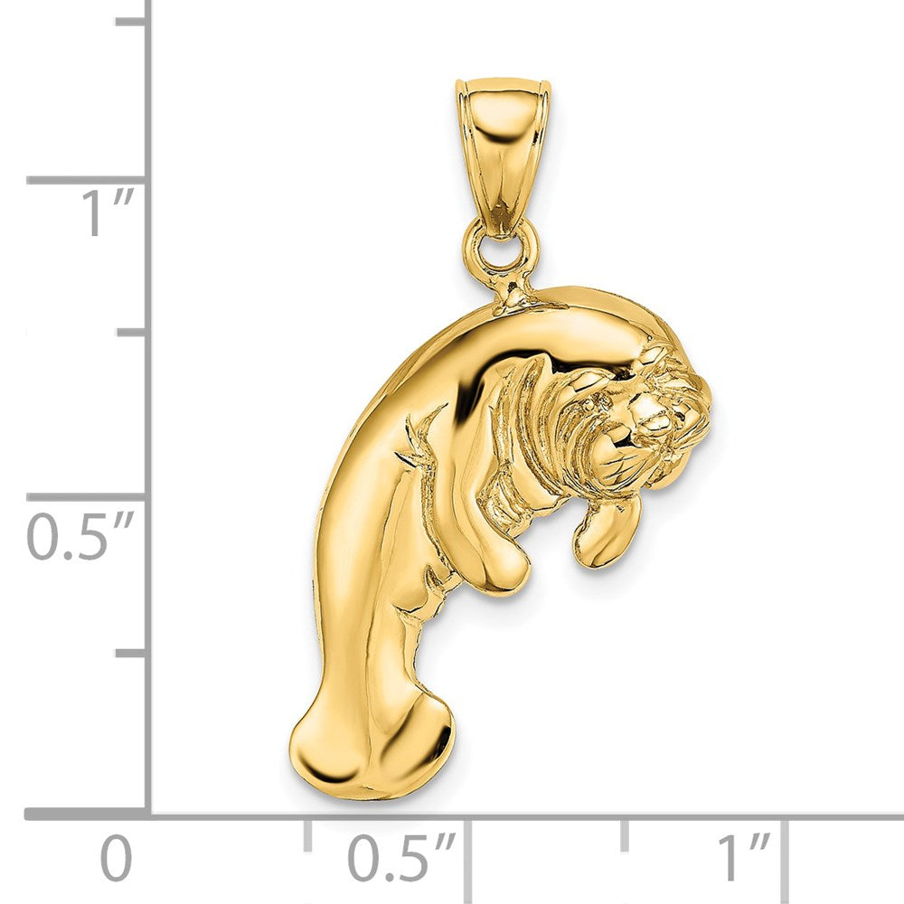 14k Yellow Gold 2-D Polished Manatee Charm