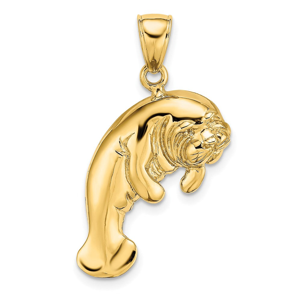 14k Yellow Gold 2-D Polished Manatee Charm