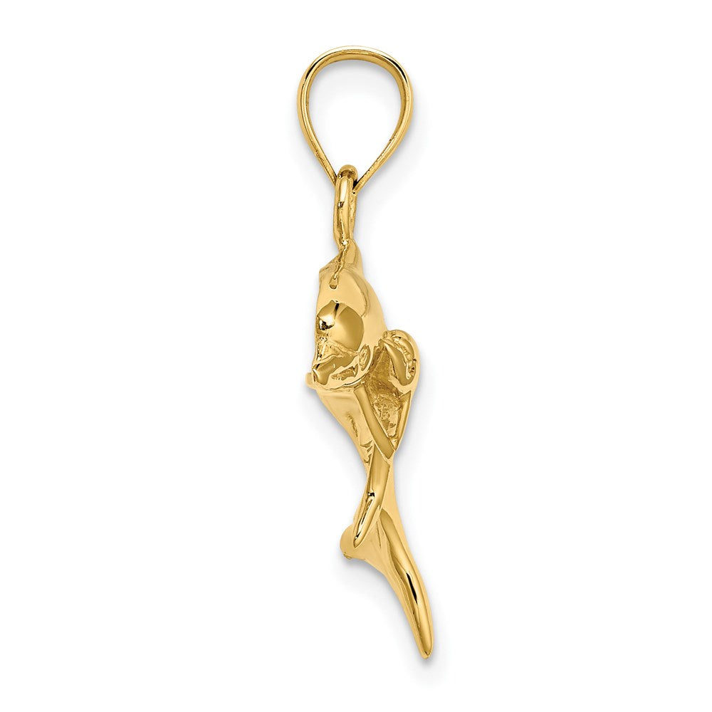 14k Yellow Gold Polished Dolphin  and Baby Charm