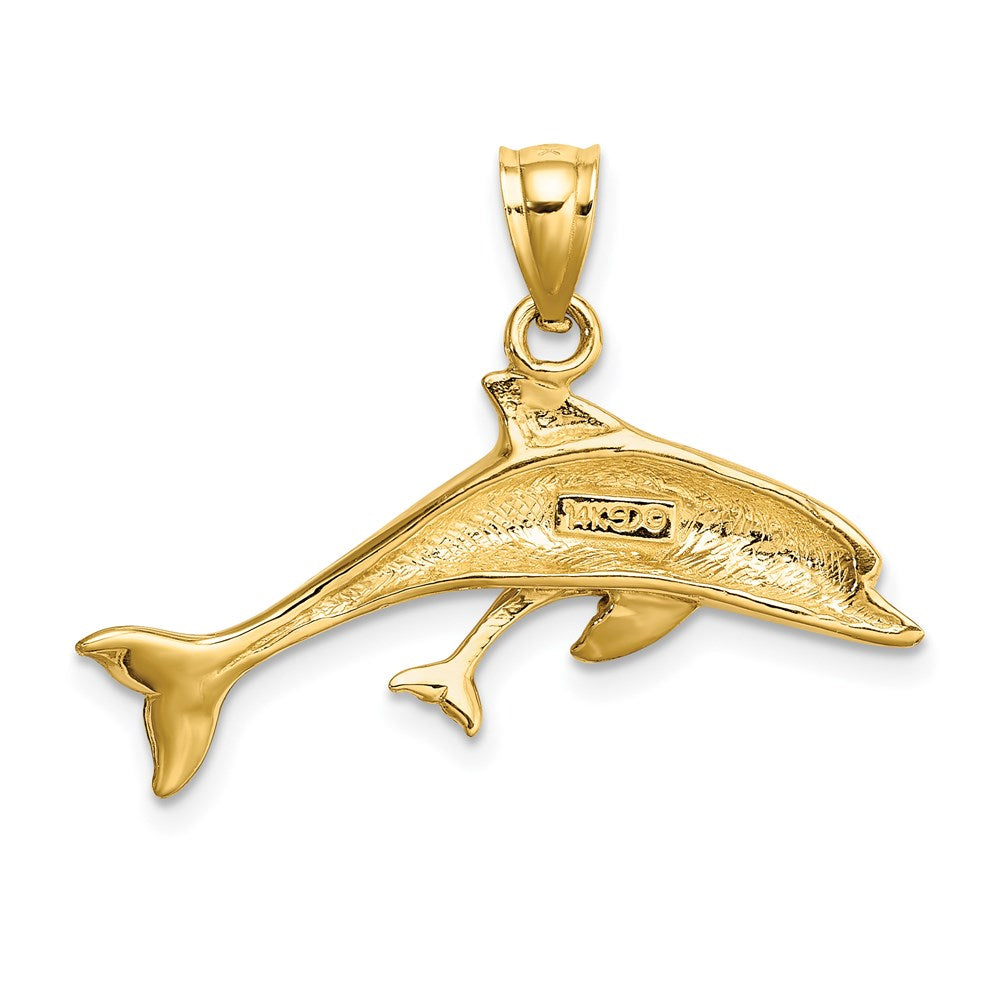 14k Yellow Gold Polished Dolphin  and Baby Charm