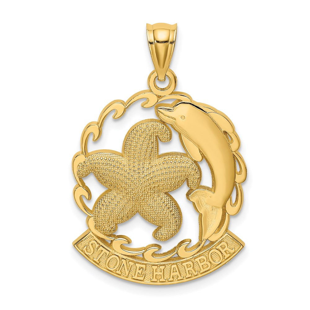 14k Yellow Gold STONE HARBOR Starfish and Dolphin Charm