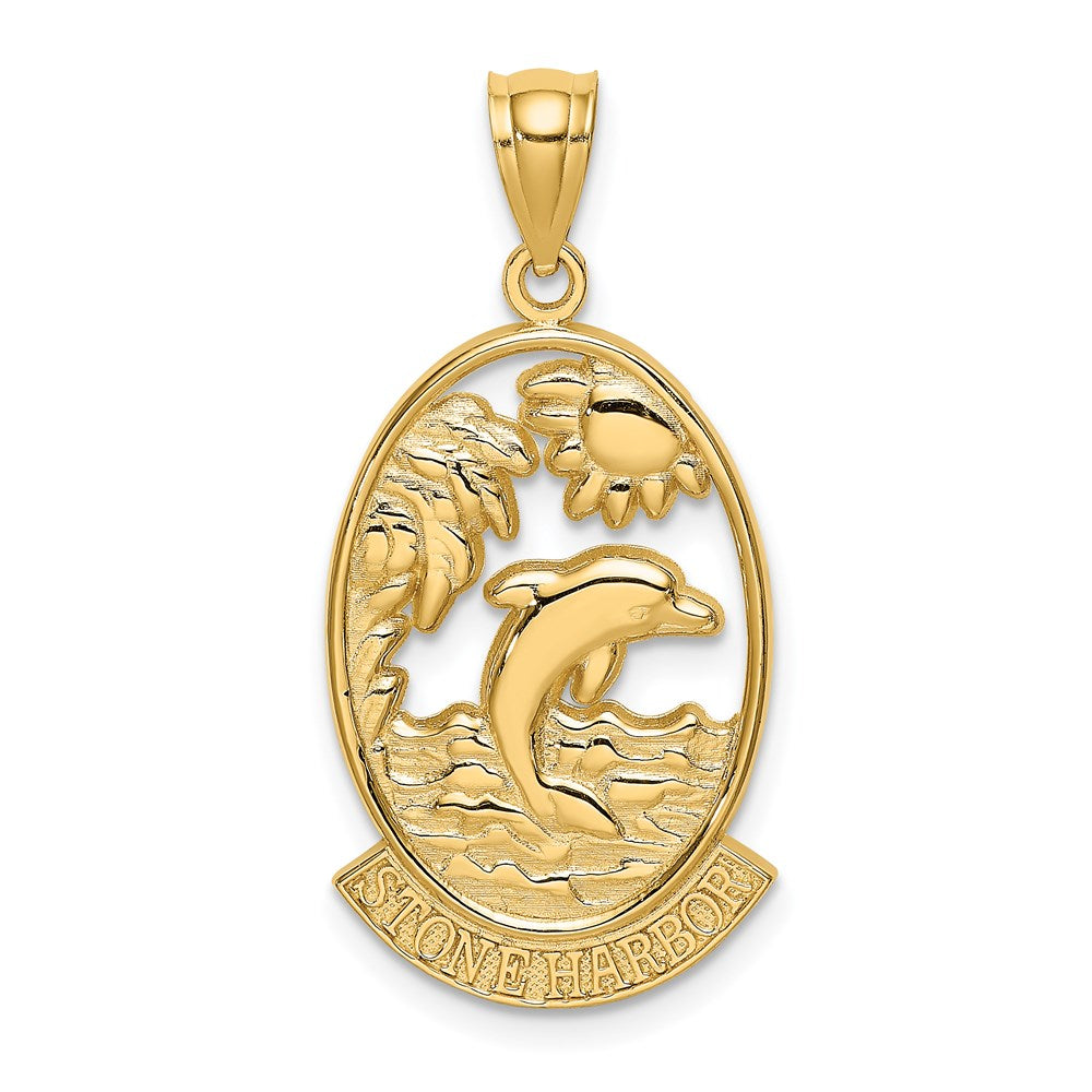 14k Yellow Gold STONE HARBOR w/Dolphin Sunset Charm