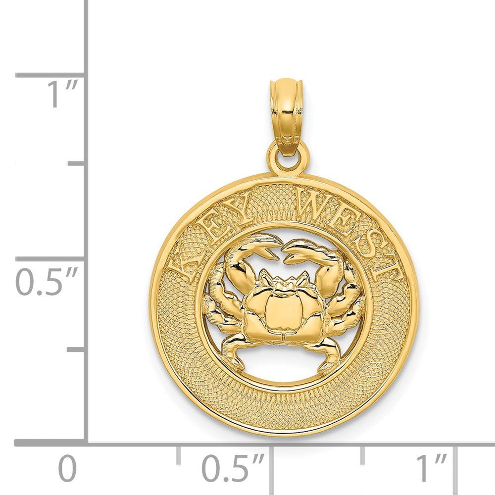 14k Yellow Gold KEY WEST w/Crab Circle Charm