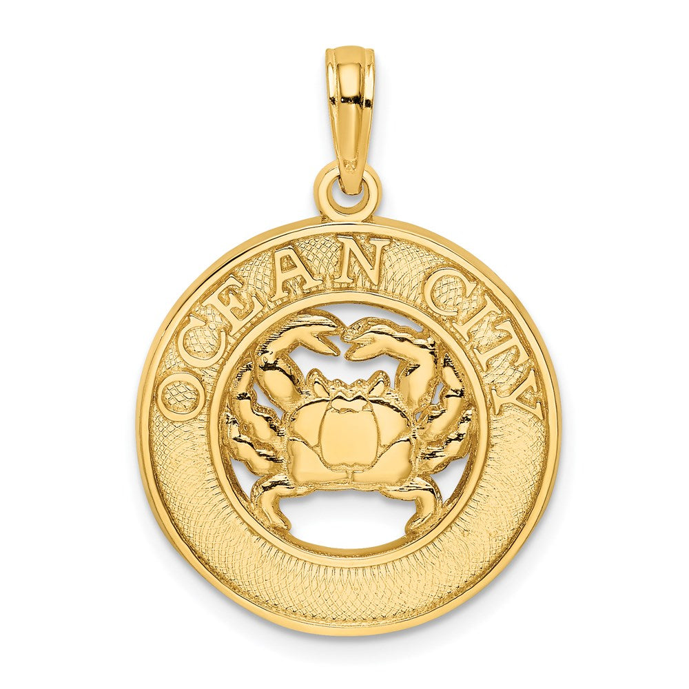 14k Yellow Gold OCEAN CITY w/ Crab Charm