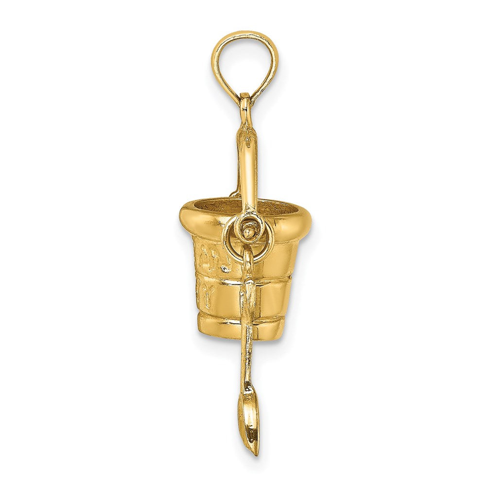 14k Yellow Gold  3D OCEAN CITY Bucket w/Shovel Charm