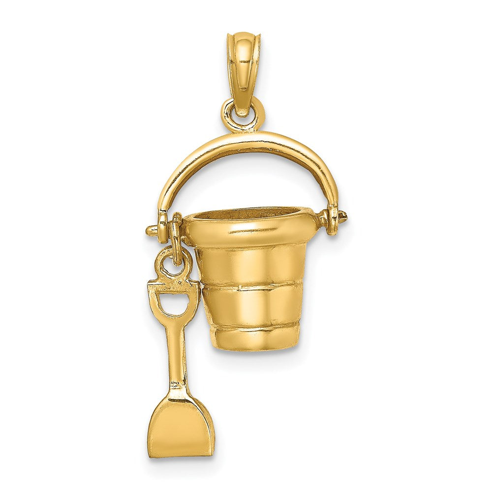 14k Yellow Gold  3D OCEAN CITY Bucket w/Shovel Charm