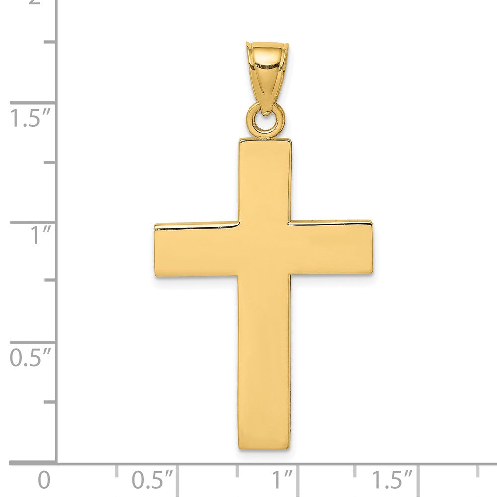 14k Yellow Gold Polished Large Block Cross w/Open Back Charm