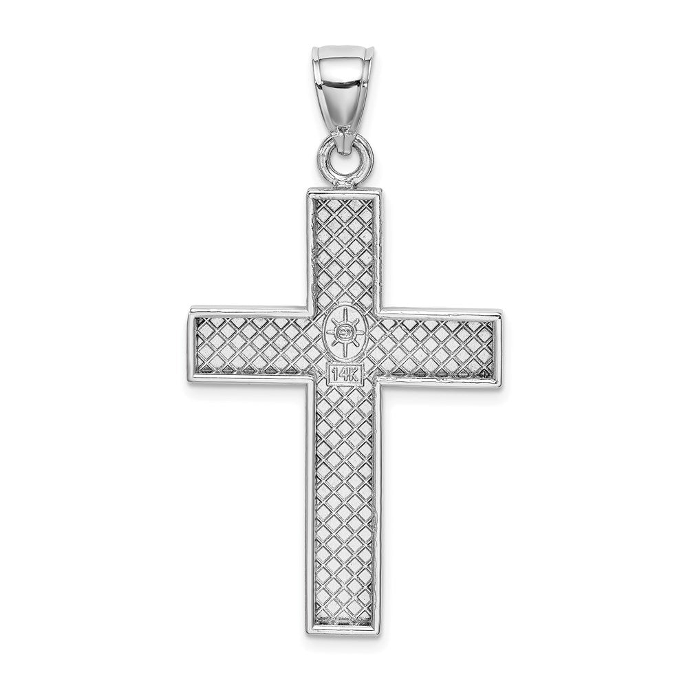 14k White GoldWhite Gold Large Block Cross w/Open Back Charm