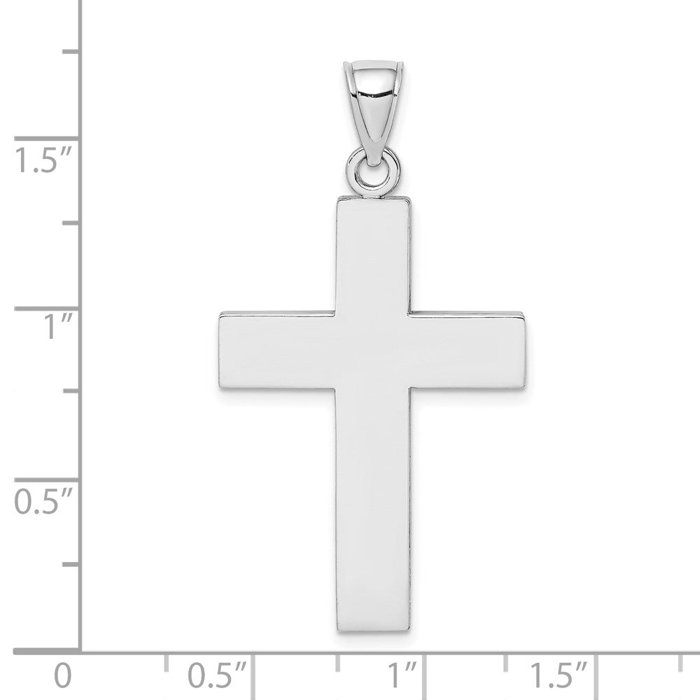 14k White GoldWhite Gold Large Block Cross w/Open Back Charm