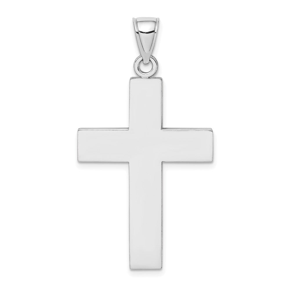 14k White GoldWhite Gold Large Block Cross w/Open Back Charm