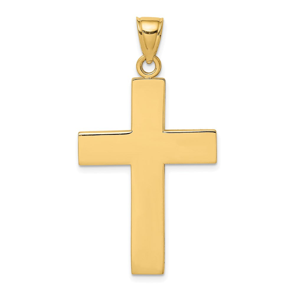 14k Yellow Gold Polished Large Block Cross w/Open Back Charm