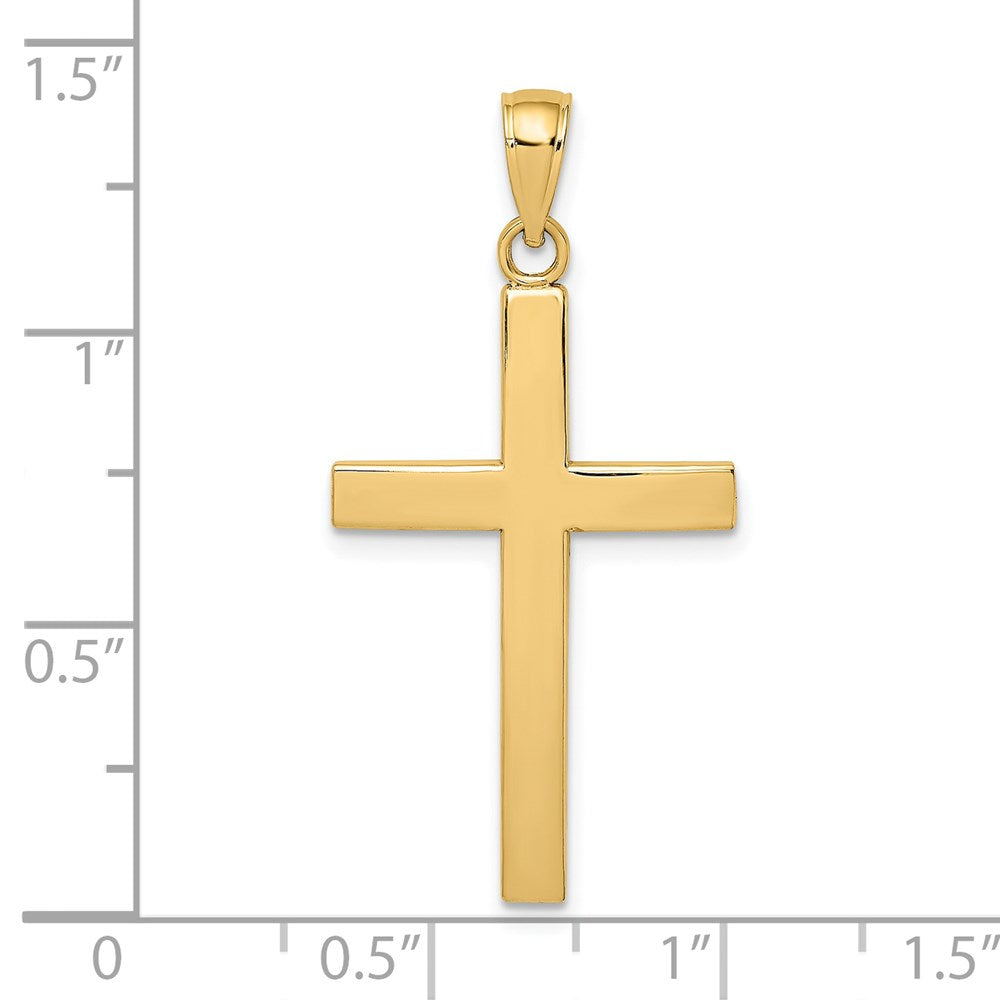 14k Yellow Gold Polished Beveled Cross Charm