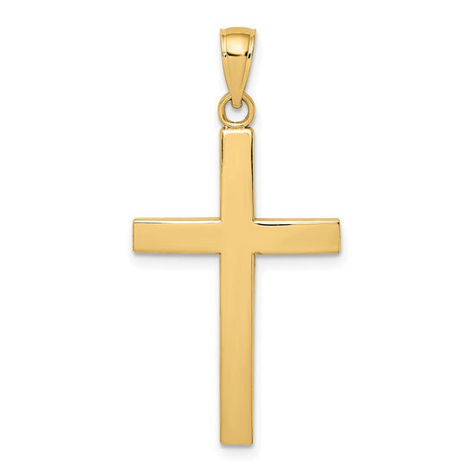 14k Yellow Gold Polished Beveled Cross Charm