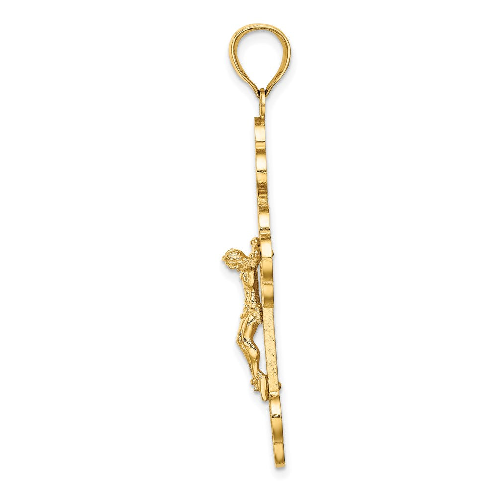 14k Yellow Gold Crucifix W/ Budded Tips Charm