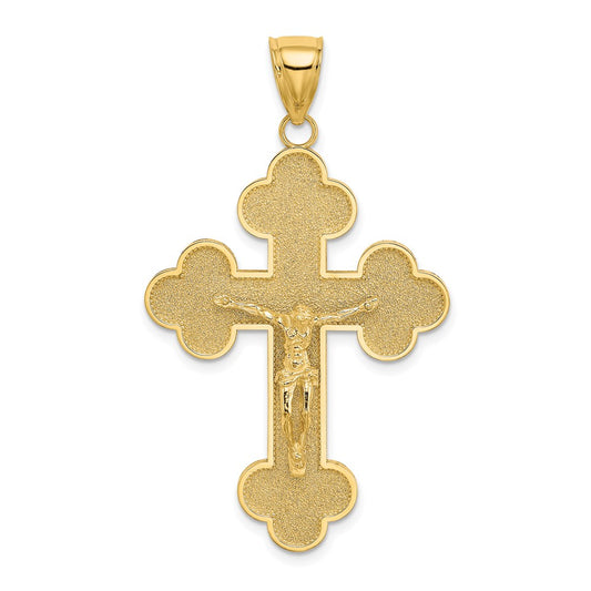 14k Yellow Gold Crucifix W/ Budded Tips Charm