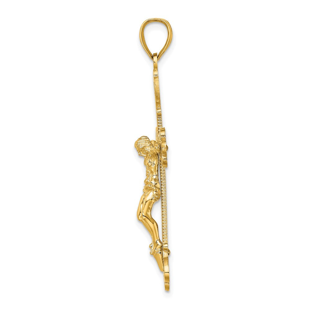 14k Yellow Gold Engraved Crucifix Charm