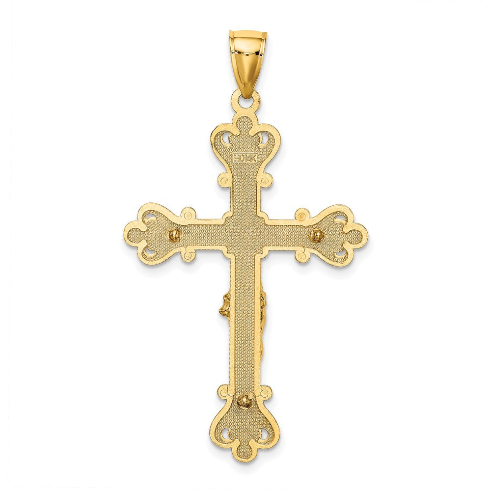 14k Yellow Gold Engraved Crucifix Charm