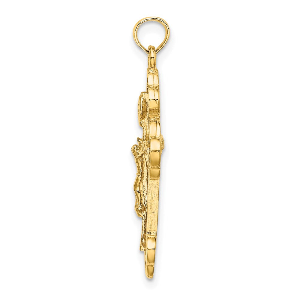 14k Yellow Gold Crucifix W/ Budded Tips Charm