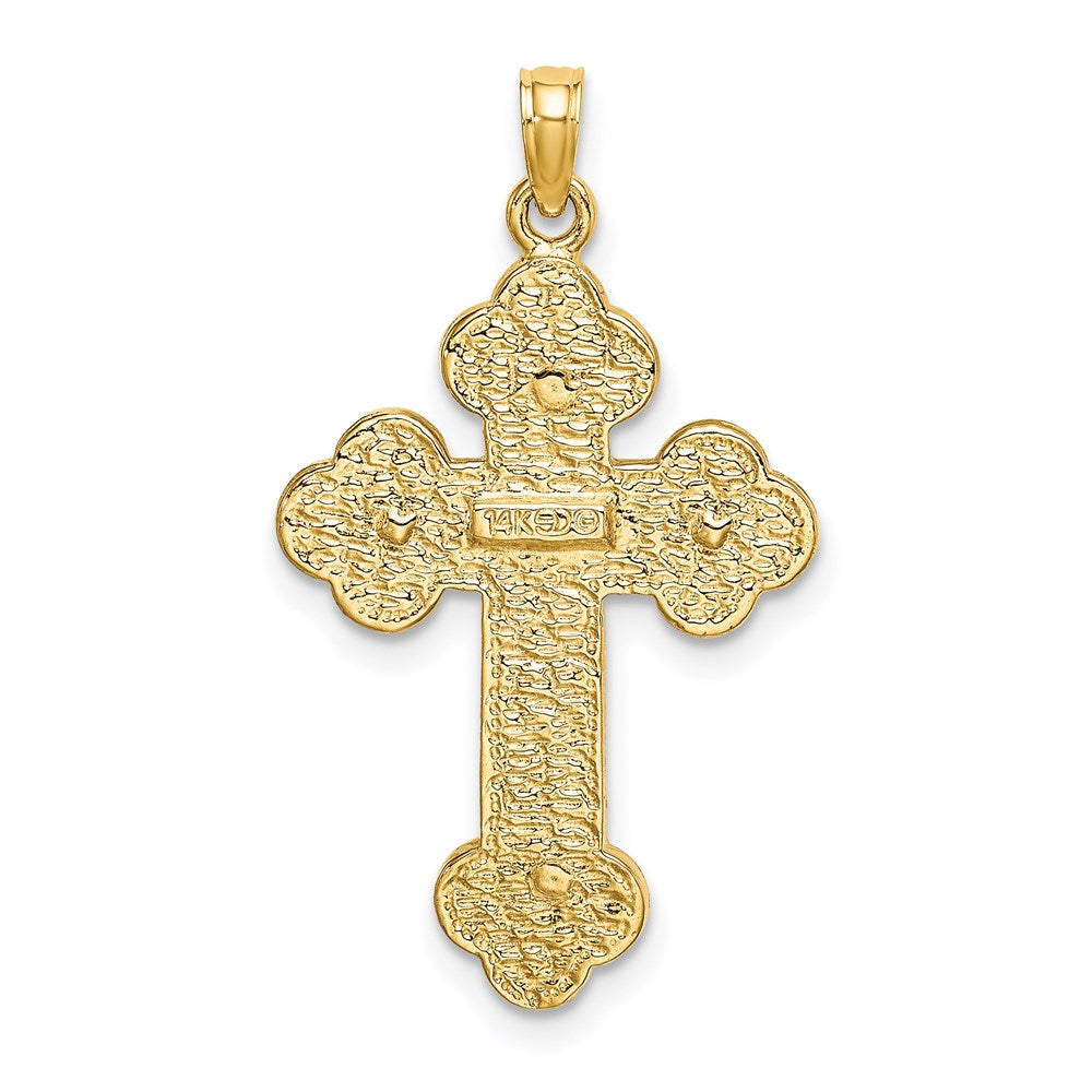 14k Yellow Gold Crucifix W/ Budded Tips Charm