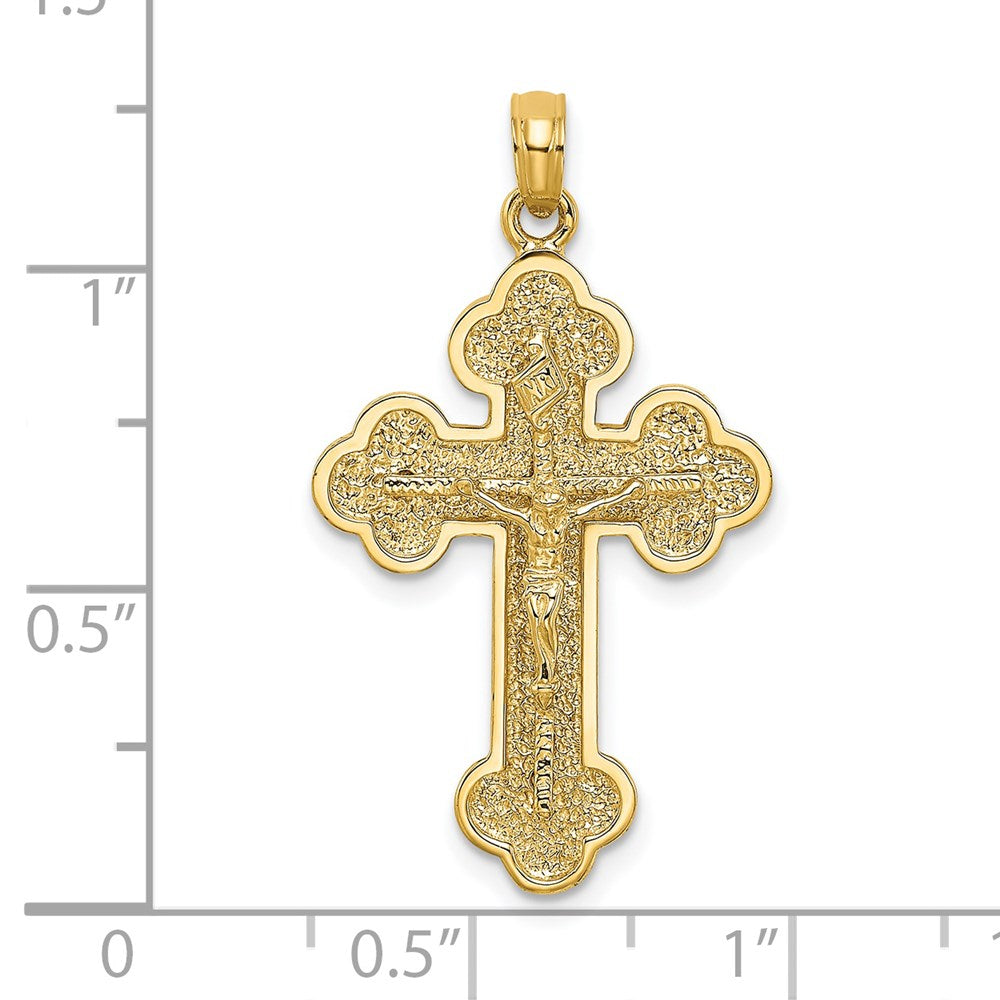 14k Yellow Gold Crucifix W/ Budded Tips Charm