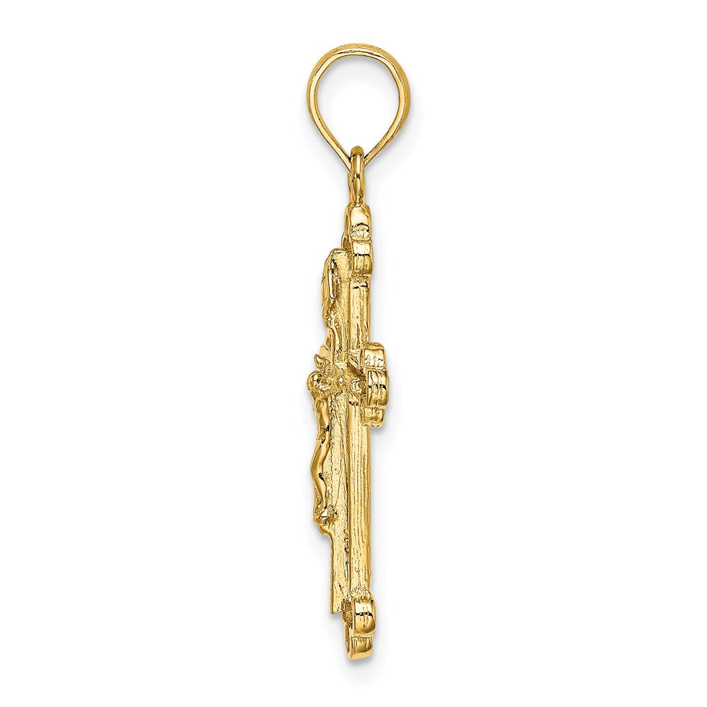 14k Yellow Gold Narrow Budded Crucifix Charm