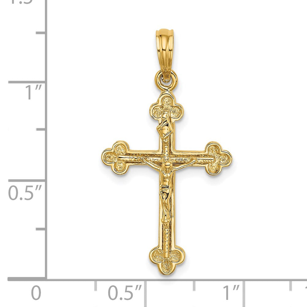 14k Yellow Gold Narrow Budded Crucifix Charm