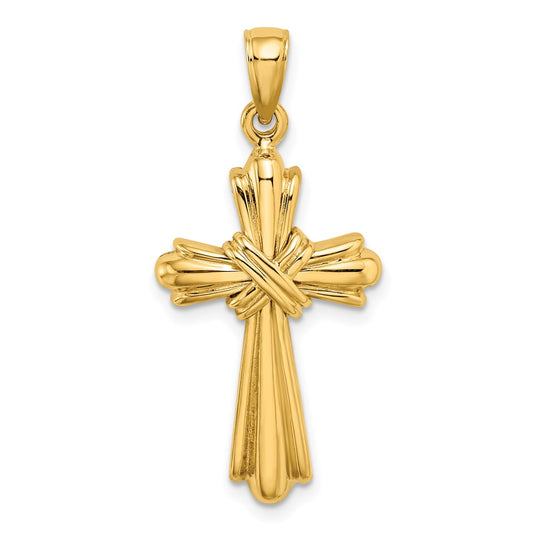 14k Yellow Gold Polished Cross X Center Charm