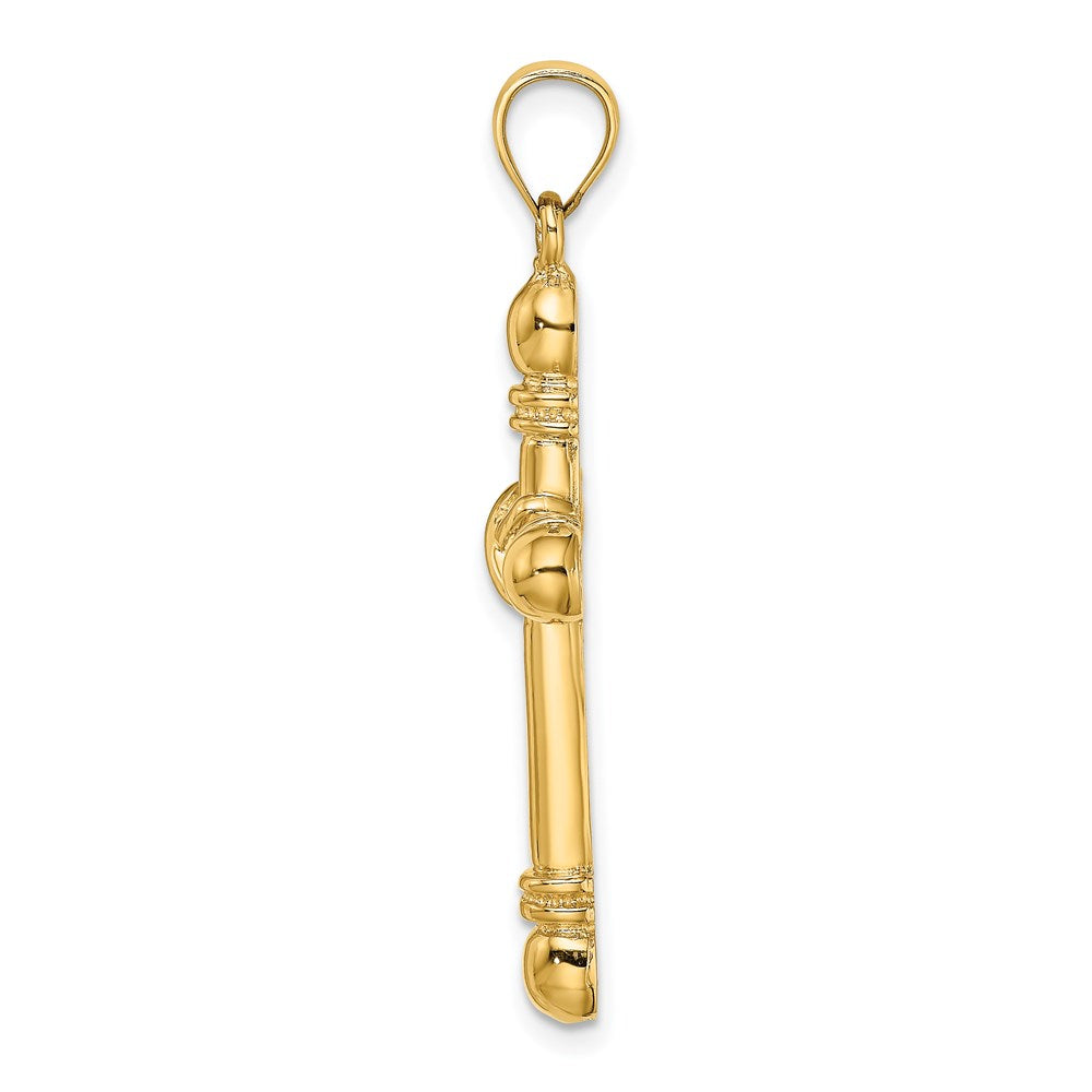 14k Yellow Gold Polished Cylinder Cross Charm