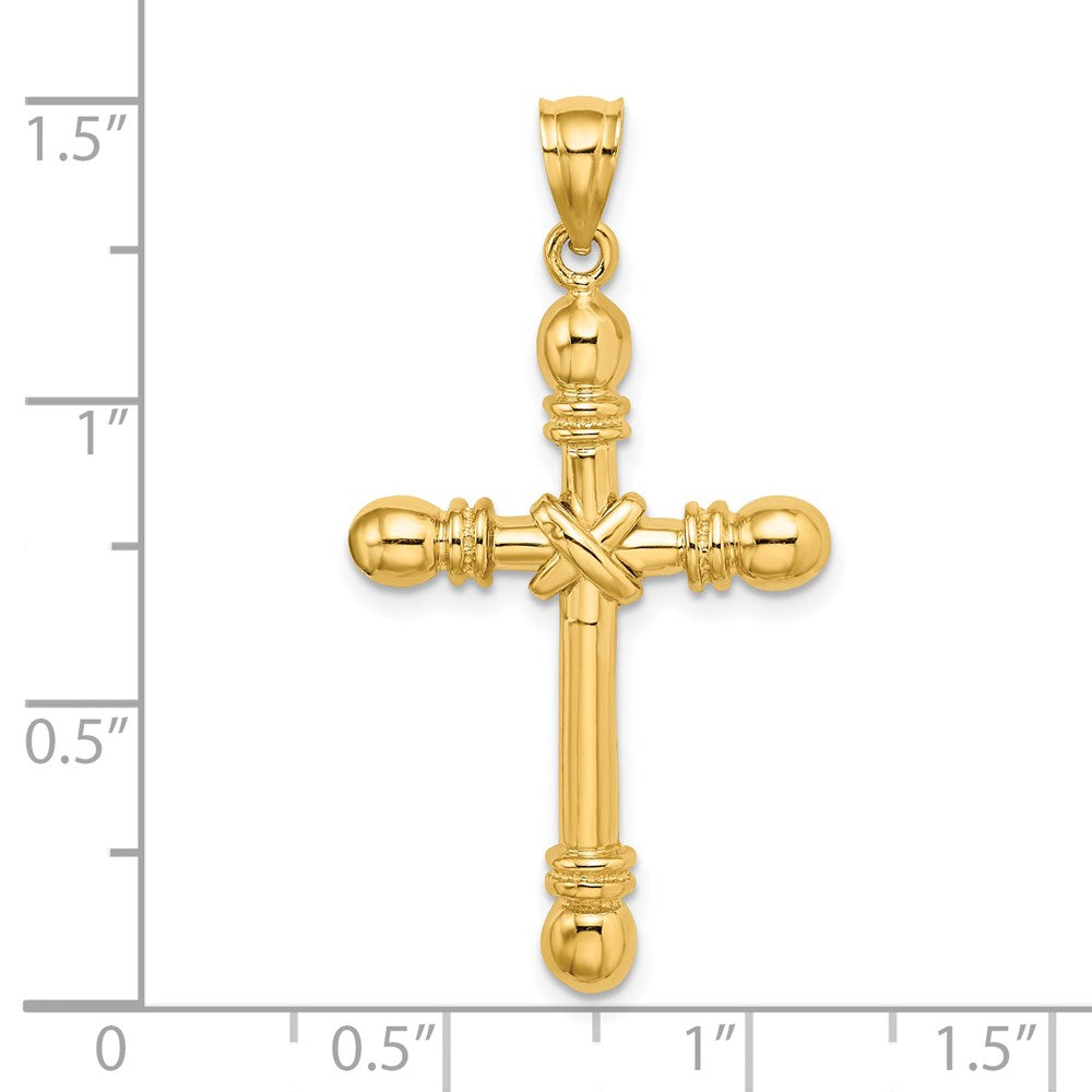 14k Yellow Gold Polished Cylinder Cross Charm