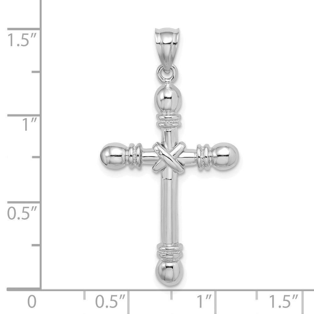 14k White Gold Polished Cylinder Cross Charm