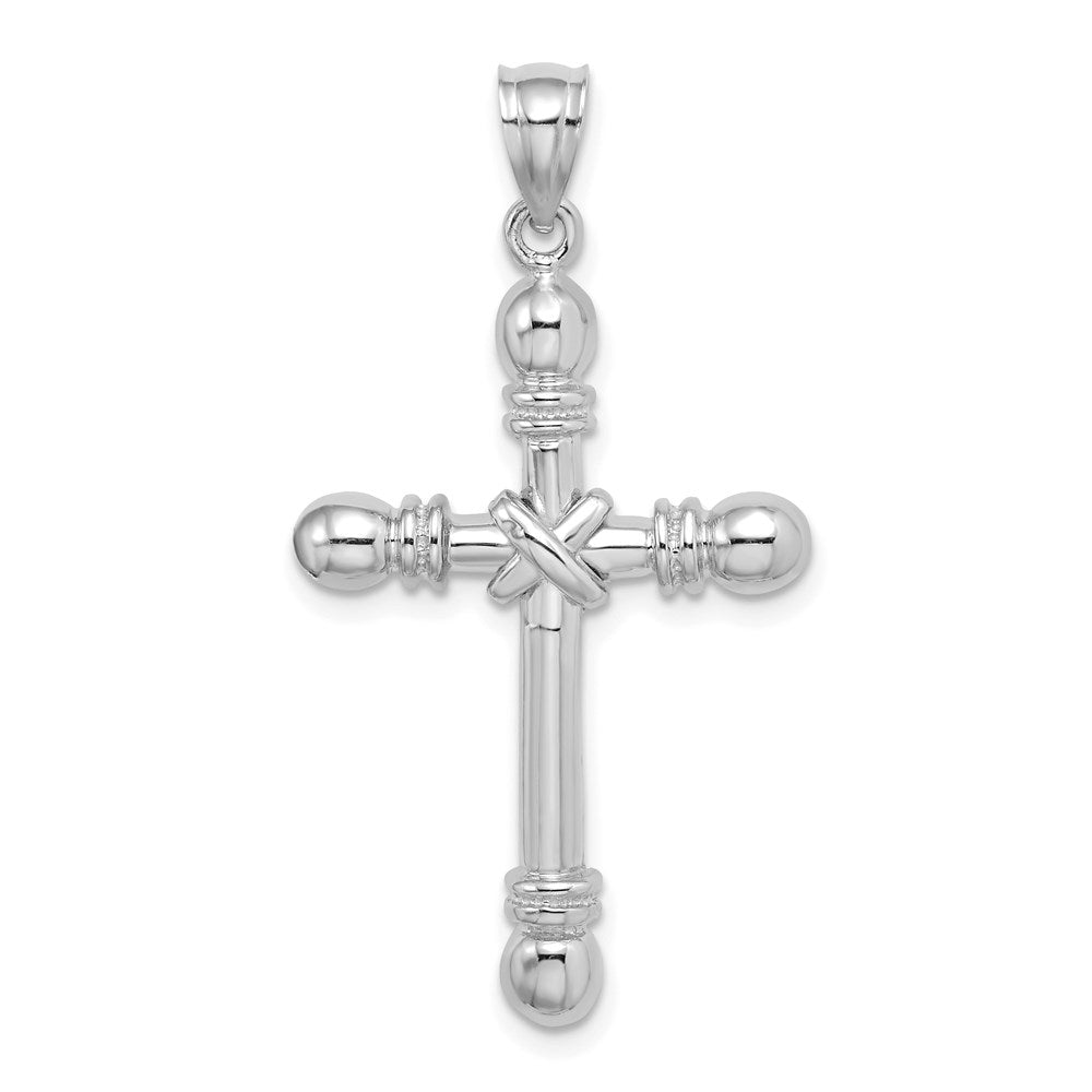 14k White Gold Polished Cylinder Cross Charm