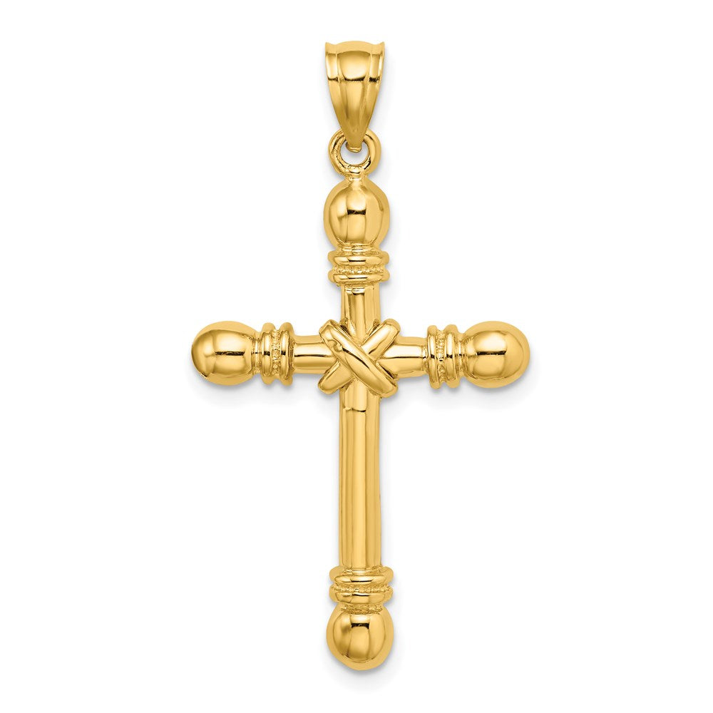 14k Yellow Gold Polished Cylinder Cross Charm