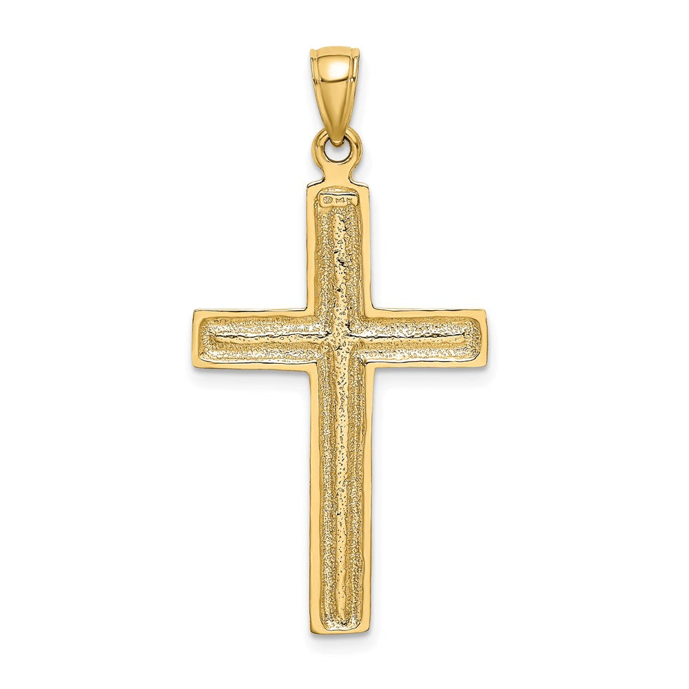 14k Yellow Gold Polished Beaded Cross Charm