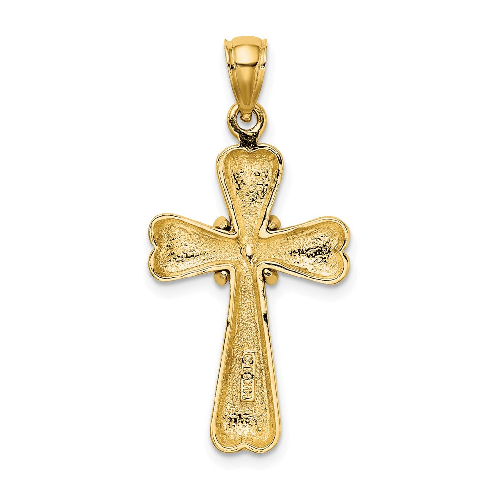 14k Yellow Gold Polished X and Heart Cross  Charm