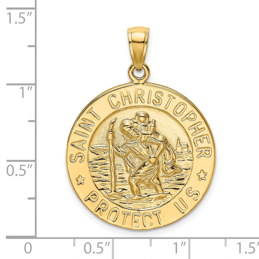 14k Yellow Gold Polished Saint Christopher Coin Charm