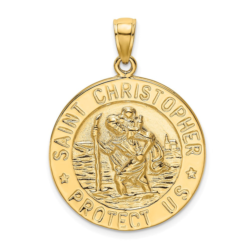 14k Yellow Gold Polished Saint Christopher Coin Charm