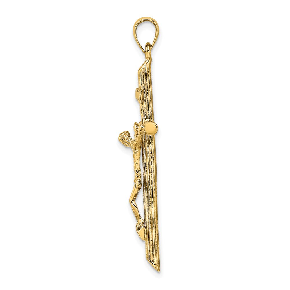 14k Yellow Gold Textured Crucifix Charm