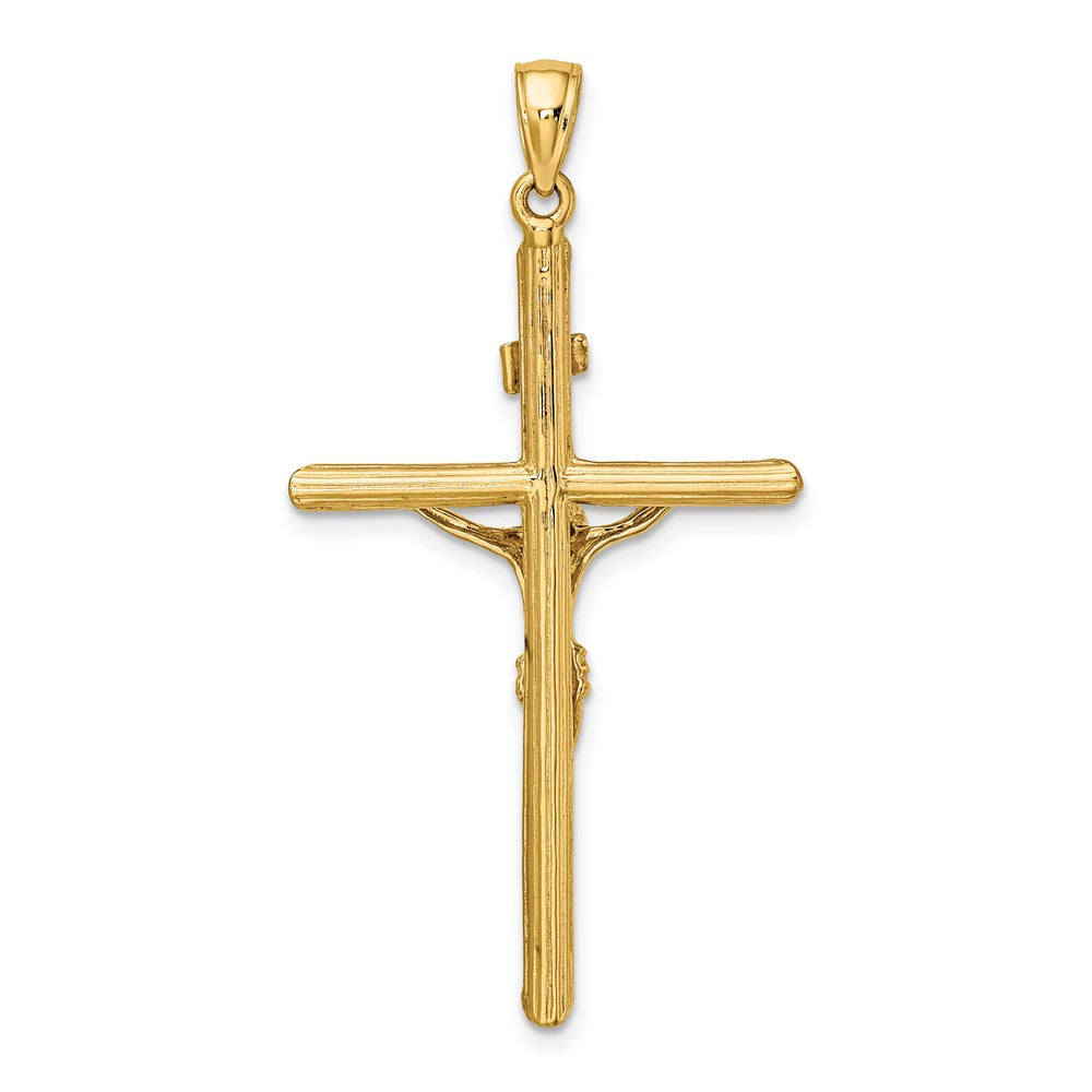 14k Yellow Gold Textured Crucifix Charm