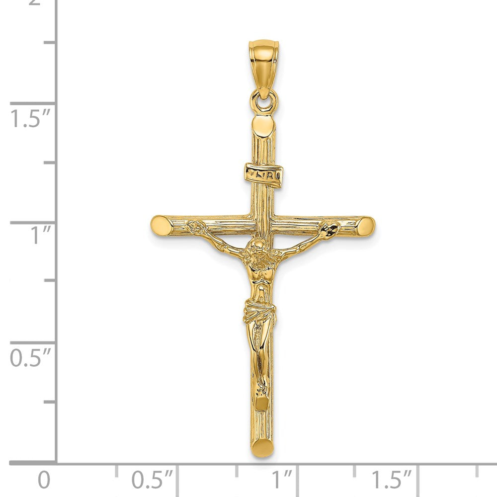 14k Yellow Gold Textured Crucifix Charm