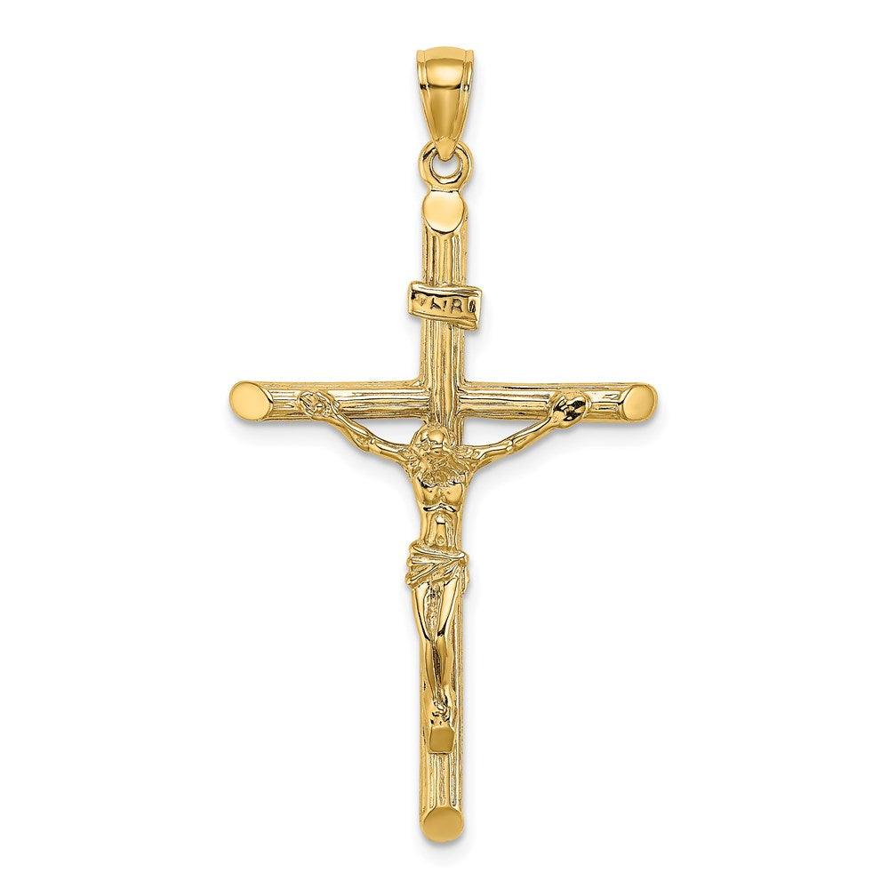 14k Yellow Gold Textured Crucifix Charm