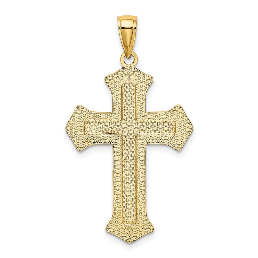 14k Yellow Gold 2-D Filigree Center Block Cross Charm