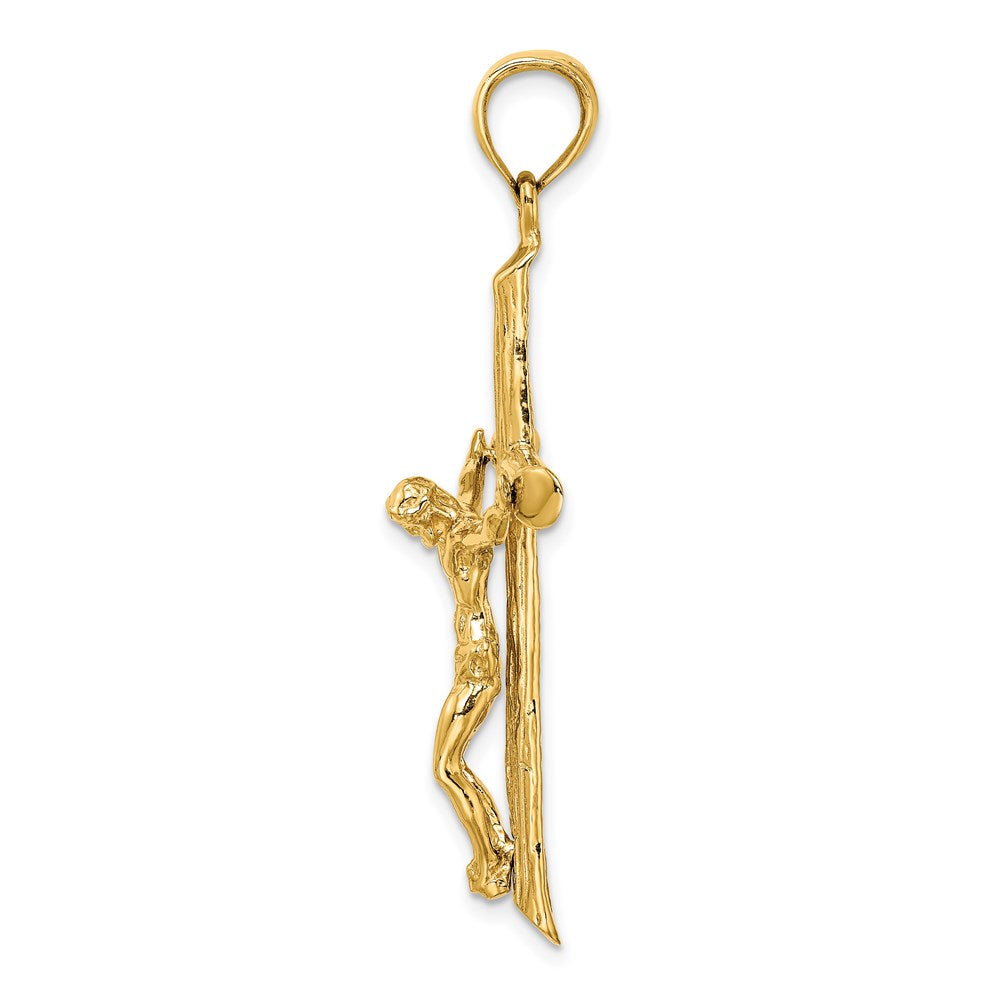 14k Yellow Gold Textured Crucifix Charm