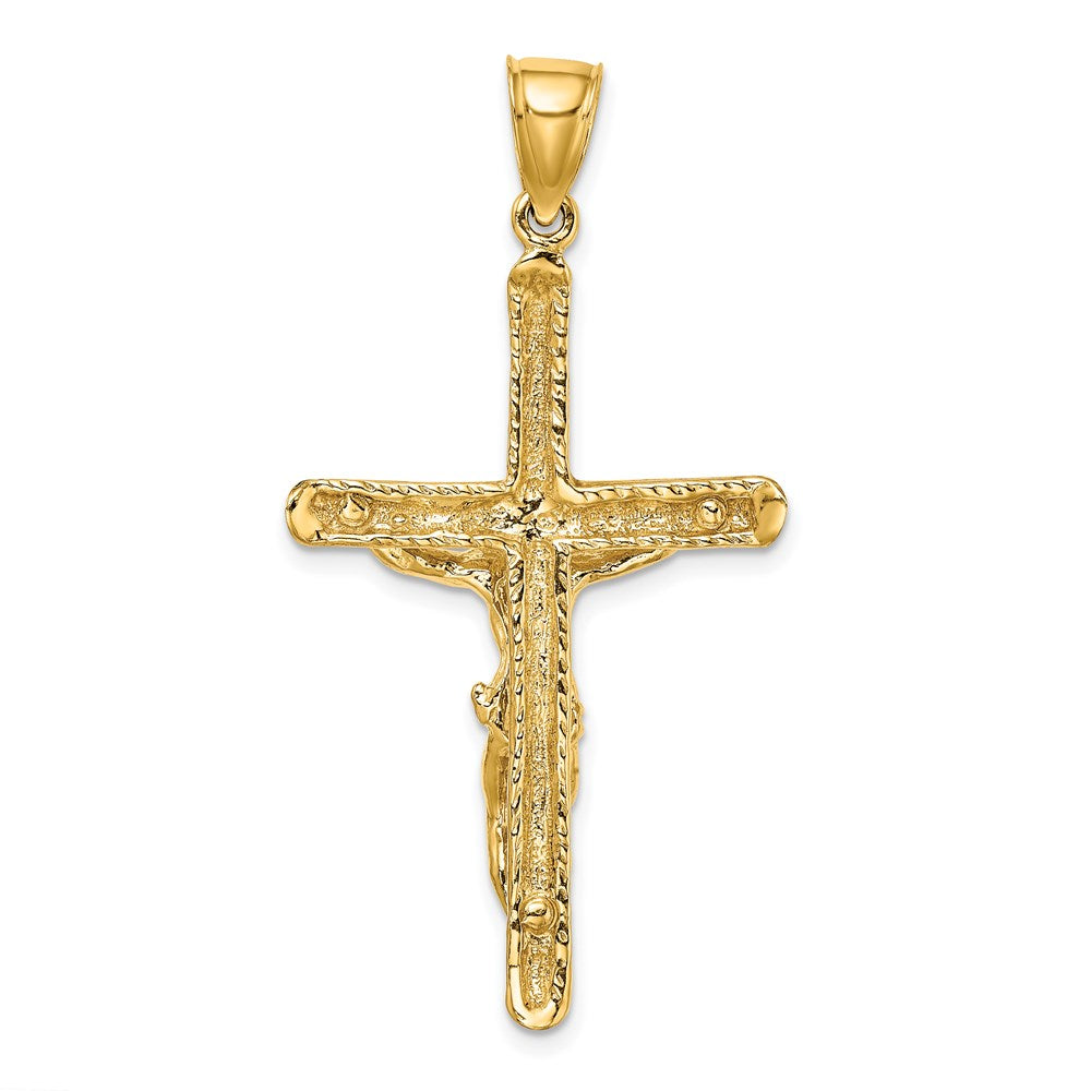 14k Yellow Gold Textured Crucifix Charm