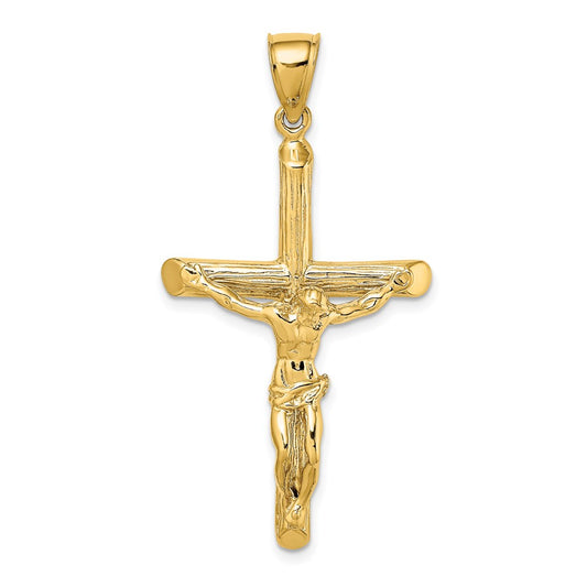 14k Yellow Gold Textured Crucifix Charm