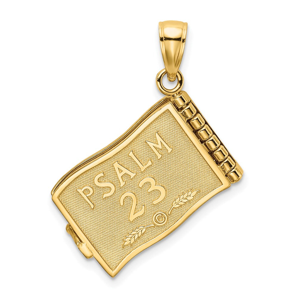 14k Yellow Gold 3-D Moveable Pages The Lord Is My Shepherd Psalm 23 Charm