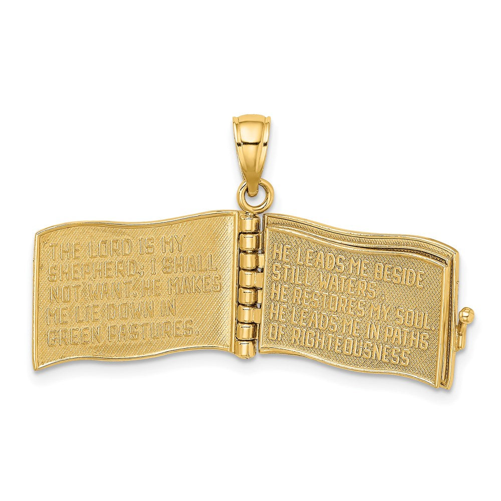 14k Yellow Gold 3-D Moveable Pages The Lord Is My Shepherd Psalm 23 Charm