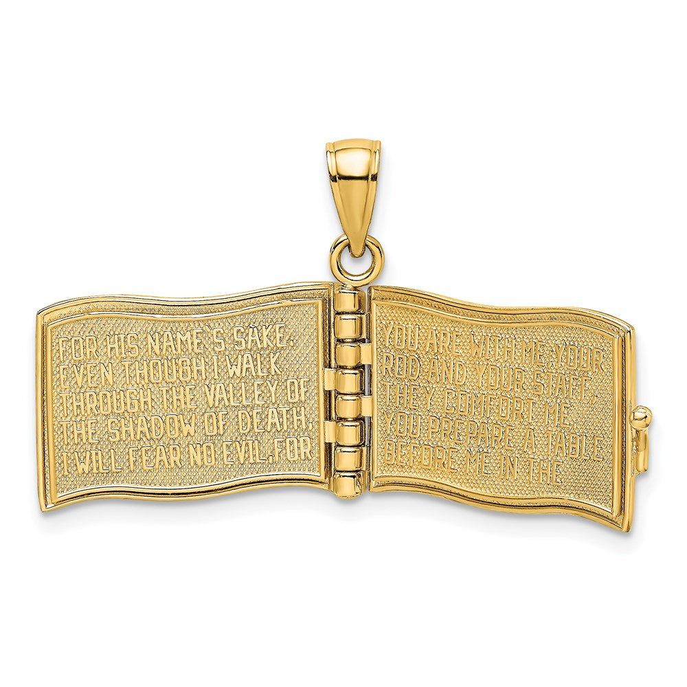 14k Yellow Gold 3-D Moveable Pages The Lord Is My Shepherd Psalm 23 Charm