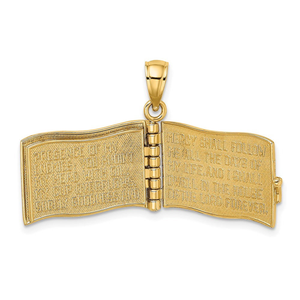 14k Yellow Gold 3-D Moveable Pages The Lord Is My Shepherd Psalm 23 Charm